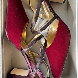 NEW Ann Marino Size 10M CROSS EXAM in CHIANTI VELVET & SATIN 10 Narrow*